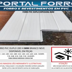 Forro PVC Duplo 200mm X 8mm Neve